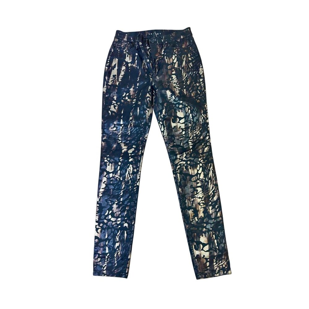 White House Black Market The Skinny Multicolor Abstract Print Jeans Sz 2